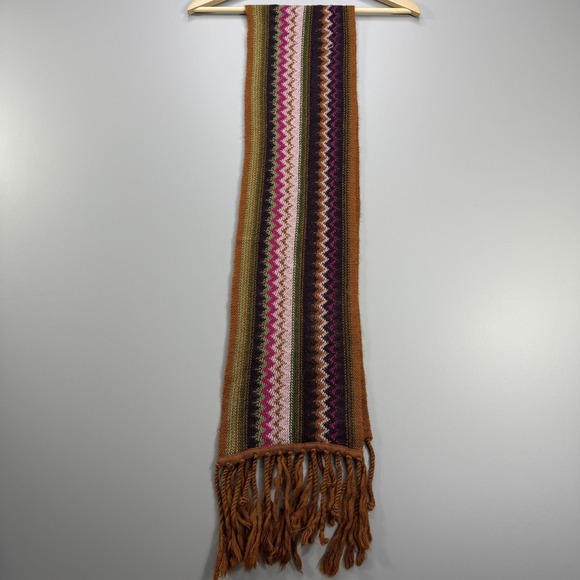SmartWool Scarf Womens One Size Multicolor Knit Fringe Geometric Long Winter - Picture 2 of 9